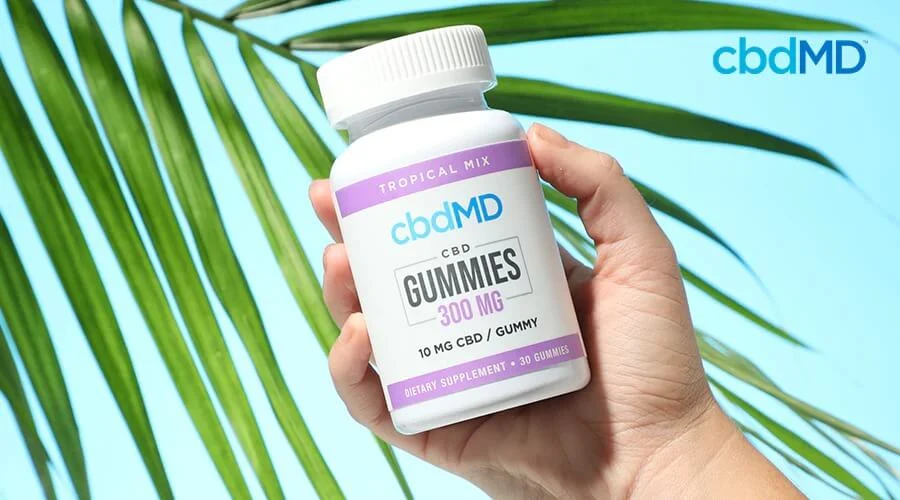 bottle of 300 mg cbd gummies from cbdMD