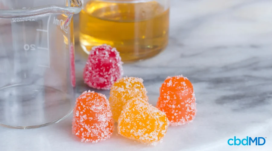 Assorted Delta 9 THC Gummies on Counter