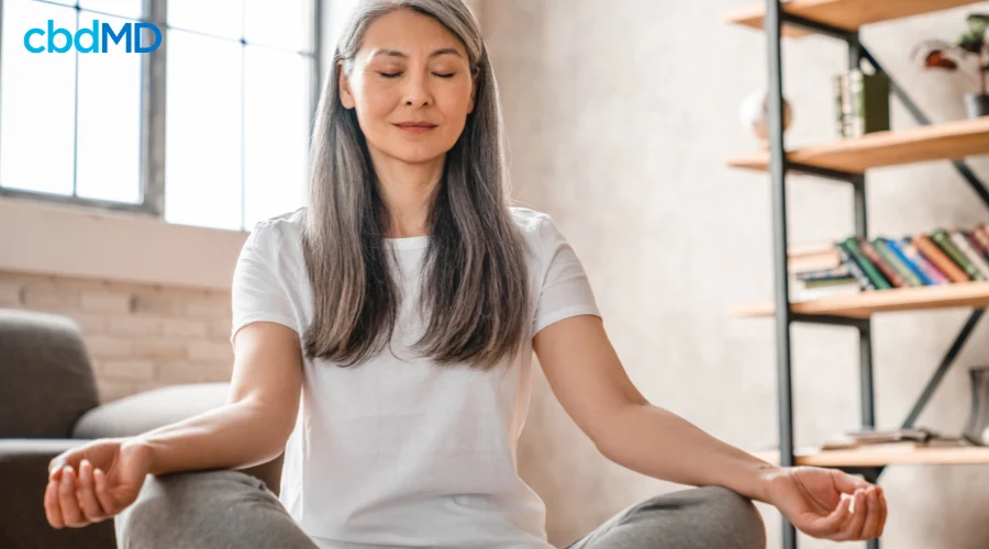 Calm Woman Meditating as Mental Health Coping Tool