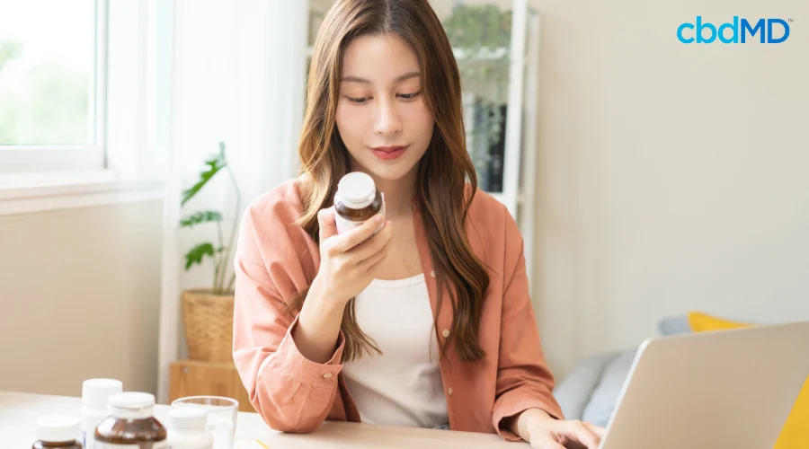 Woman Researching Different CBD Products