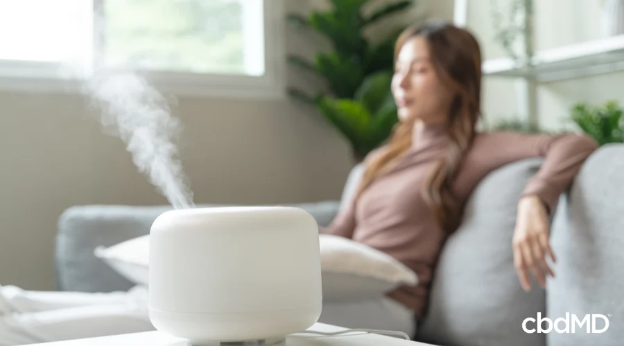Woman Using Aromatherapy for Natural Stress Relief