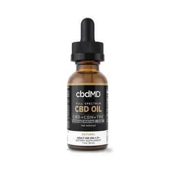 Full spectrum CBD oil tincture bottle with dropper, labeled CBD, CBN, THC, 4000mg strength